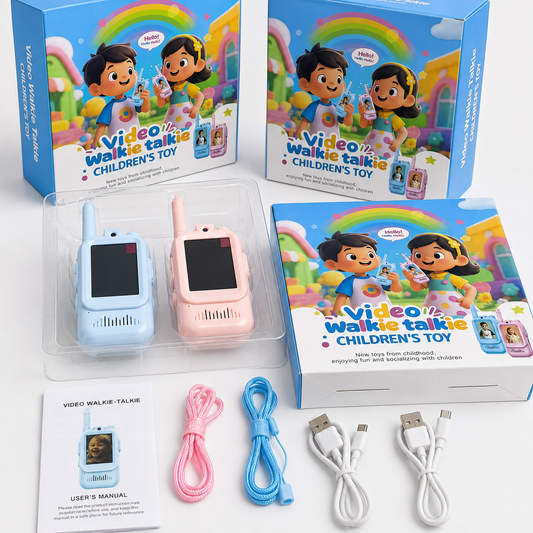 Kids Video Walkie Talkie with Camera – 2 Pcs Rechargeable Set with Voice Changer | Pink & Blue