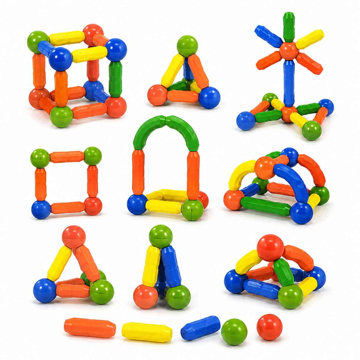 64 Pcs Magnetic Building Sticks & Balls Set for Kids – Educational Construction Toy