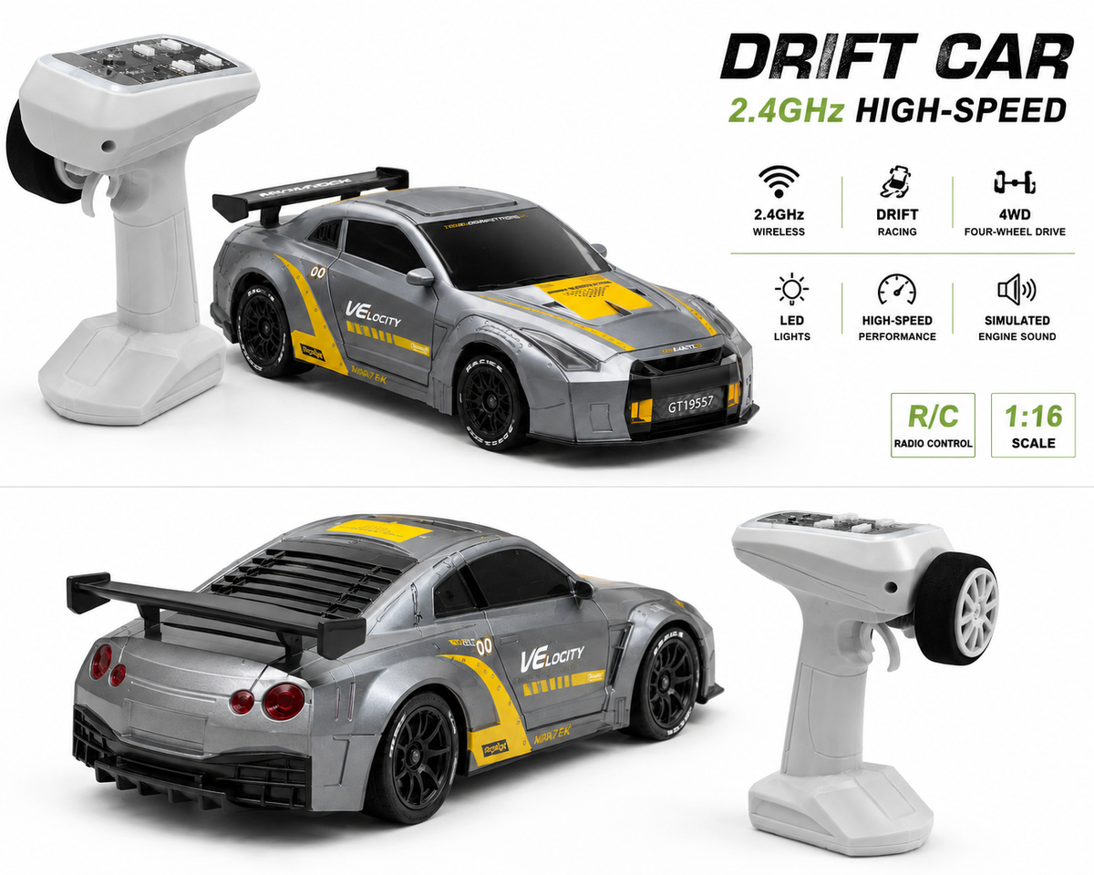 RC Drift Racing Car – 2.4GHz 4WD Remote Control Car with LED Lights & Sound