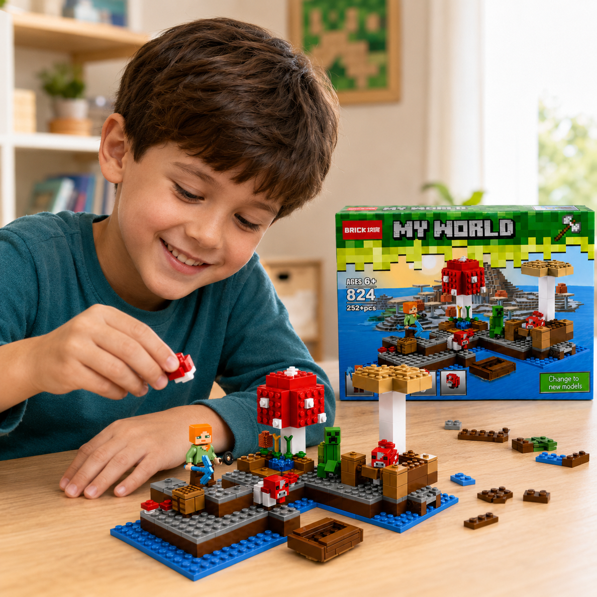 Pixel Adventure Building Blocks Set for Kids – 252+ Pcs 3-in-1 Construction Toy | Ages 6+
